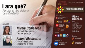 Punt de trobada: Vot exterior, i ara què??? Amb Antoni Montserrat i Mireia Domènech