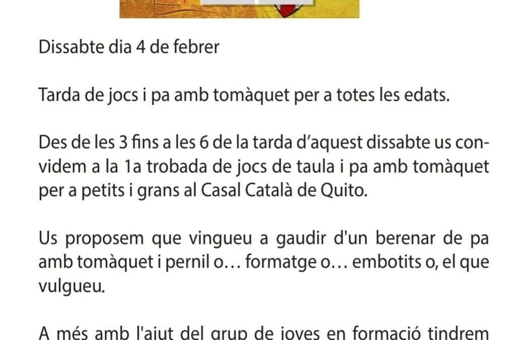 TROBADA DE JOCS DE TAULA AMB PA AMB TOMÀQUET