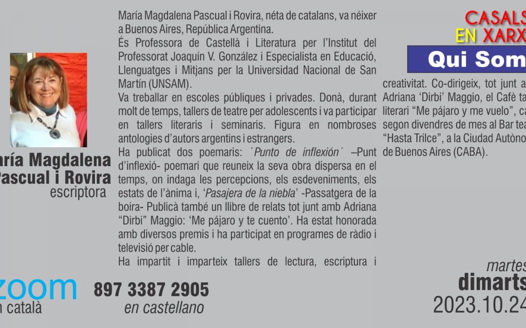 QUI SOM!: María Magdalena Pascual i Rovira – néta d’immigrants catalans amant de la poesia