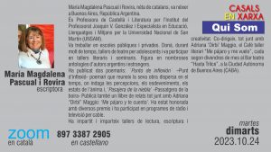 QUI SOM!: María Magdalena Pascual i Rovira - néta d’immigrants catalans amant de la poesia