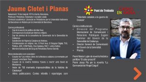 Punt de Trobada: Jaume Clotet i Planas - La germandat de l'àngel caigut